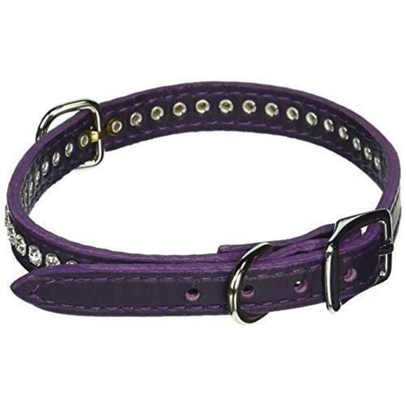 OmniPet Signature Leather Crystal And Leather Dog Collar, 16", Purple - Picture 1 of 1